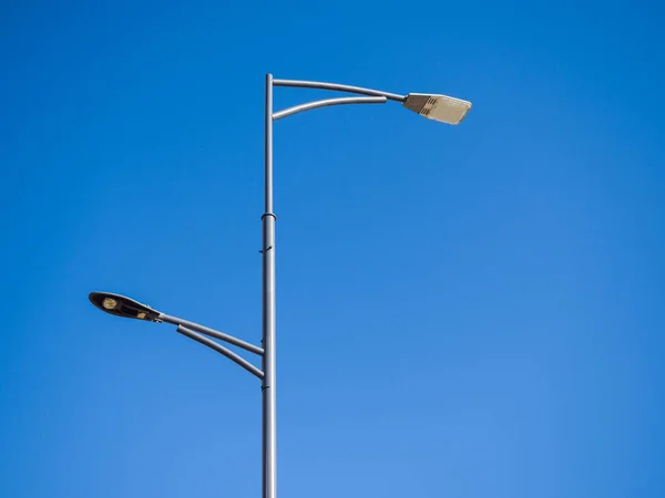 Modern element of street lighting. Theme of urban comfortable environment and infrastructure