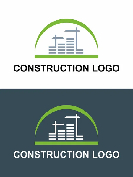Nşaat Logosu Vinçlerin Bir Binanın Stilize Edilmiş Görüntüsü Vektör Grafikleri — Stok Vektör