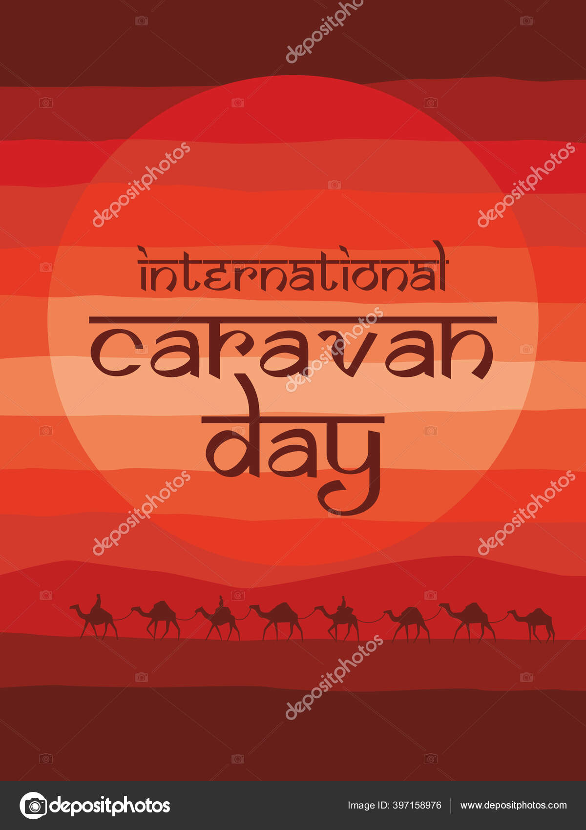 Hari Caravan Internasional Postcard Poster Siluet Unta Berjalan Padang Pasir Stok Vektor C Kev4637 Mail Ru 397158976