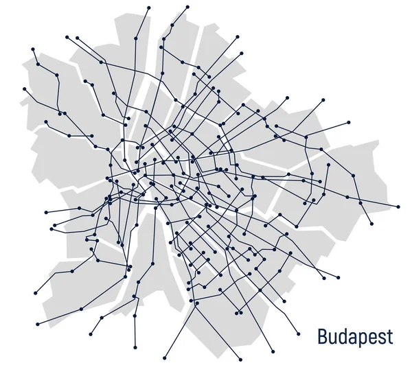 Ciudad Digital Plan Ciudad Budapest Forma Esquema Electrónico Dibujo Lineal — Vector de stock