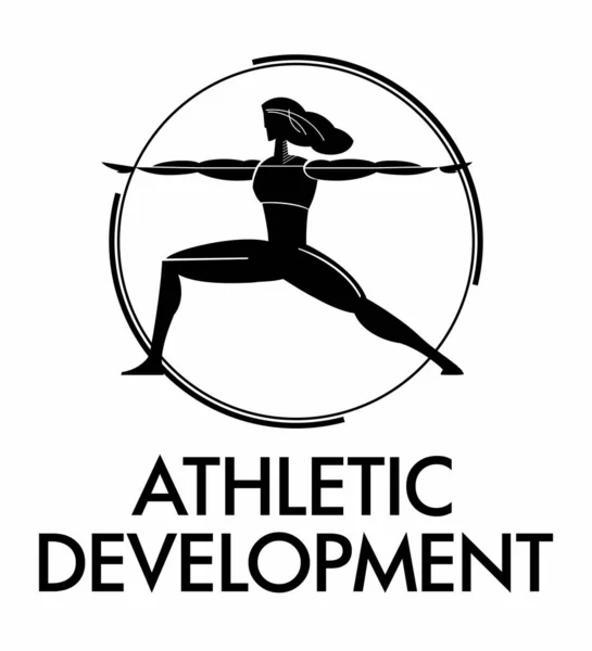 Logo Atletisch Symbool Het Gestileerde Meisje Bezig Met Gymnastiek Grafisch — Stockvector