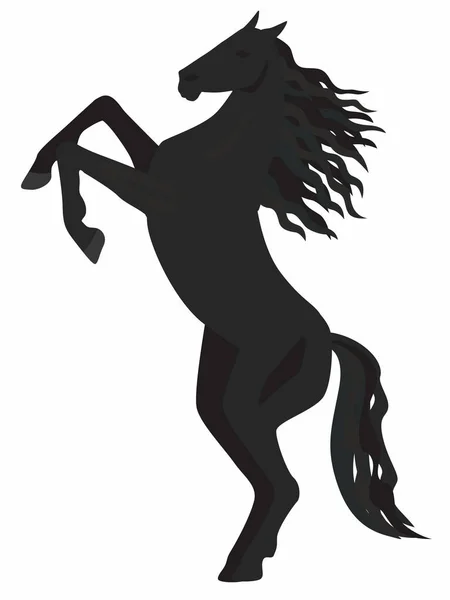 Cavallo Nero Sulle Zampe Posteriori Grafica Vettoriale Immagine Isolata — Vettoriale Stock