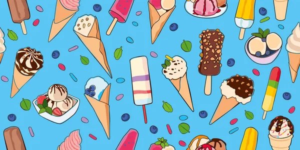 Imagen Perfecta Variado Helado Delicioso Fondo Sabroso Gráficos Vectoriales — Vector de stock