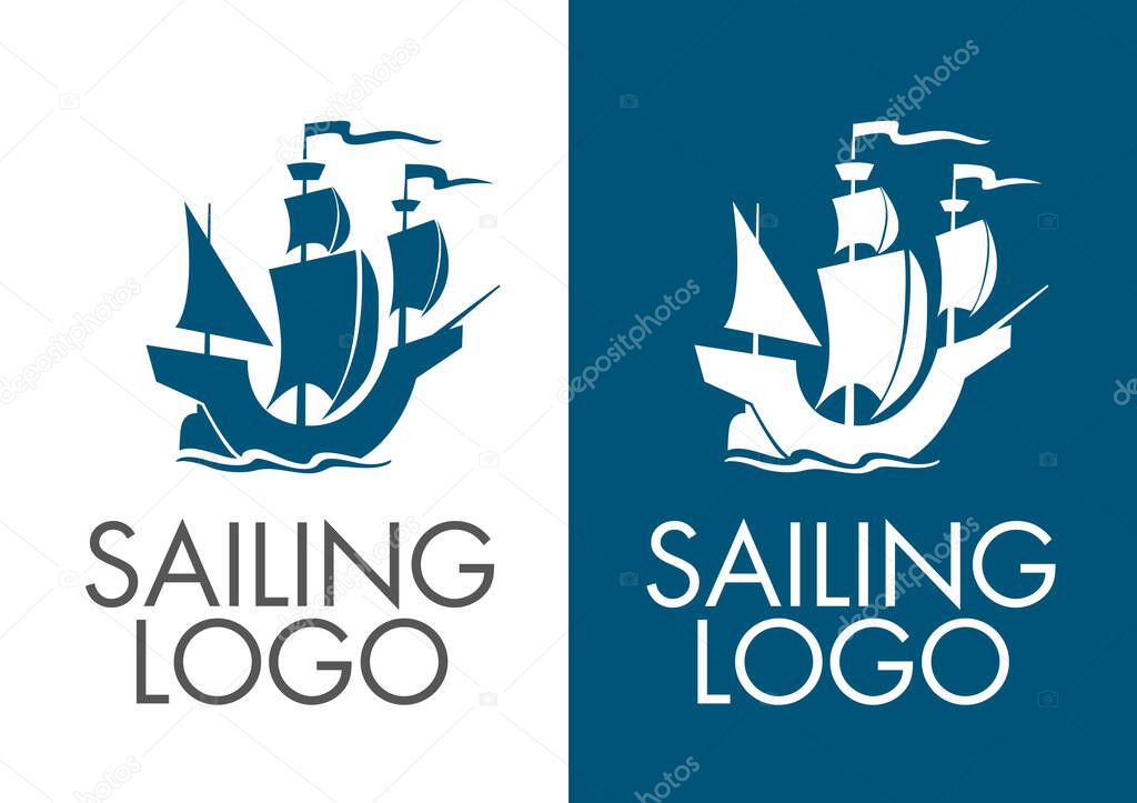 Sailing logo. Graphic sign ship. Symbol for identity