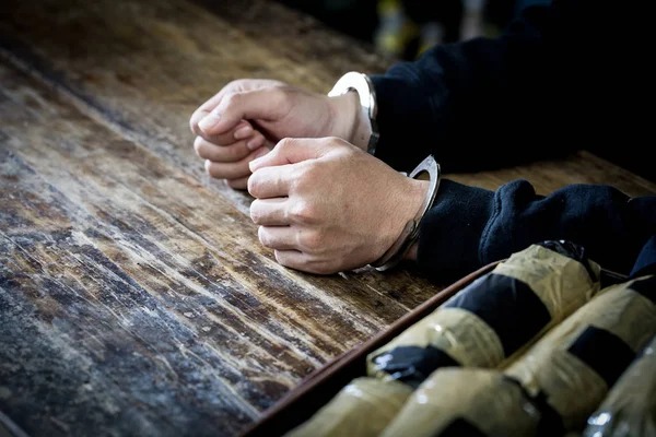 Hands Male Drug Dealer Handcuffed Fight Drugs Crime — Stock Photo, Image
