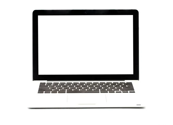 Geïsoleerde Laptop Moderne Met Wit Scherm Witte Achtergrond — Stockfoto