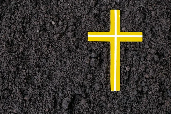 Cross Crucifix Made Ash Dust Sand Ash Wednesday Lent Christian — Stock Photo, Image