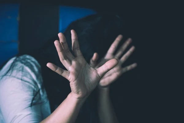 Woman bondage in angle of abandoned building image blur — Stock Photo, Image