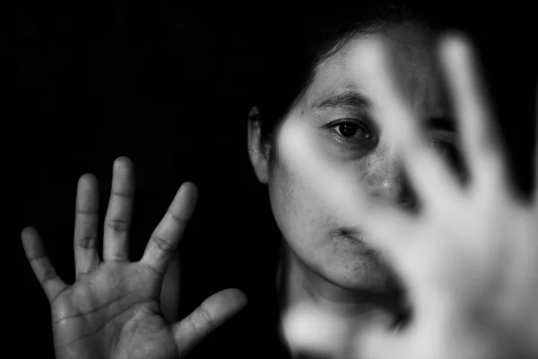 Detener el abuso sexual Concepto, detener la violencia contra las mujeres — Foto de Stock