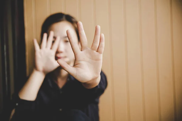 Stop aux abus sexuels Concept, Stop à la violence à l'égard des femmes, internat — Photo