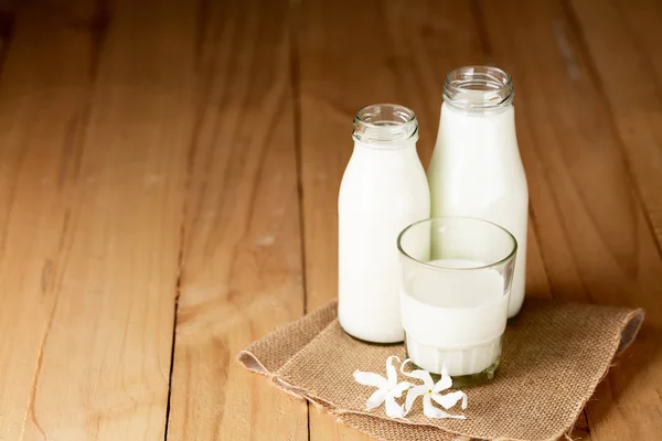 Fresh milk two bottle glass — Stock Photo, Image