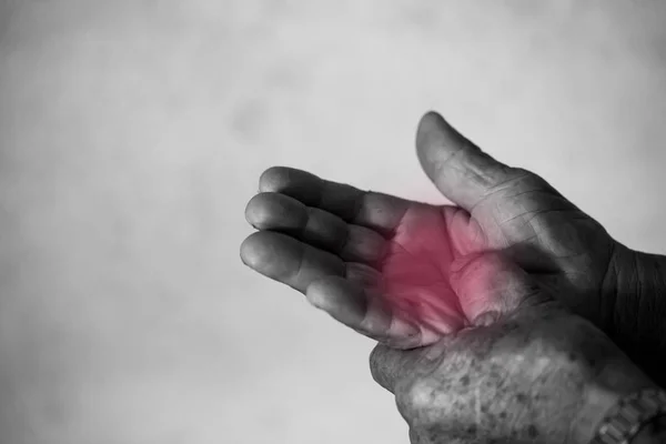 Senior old man having problem trigger finger. — Stock Image Senior old man having problem trigger finger. Royalty Free Stock Photos