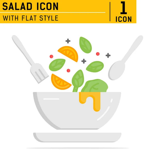 Salad flat icon. Food dish recipe, nutrition concept, salad ingredients. Icon with flat style. Salad and bowl icon collection vector illustration concept. Healthy vegetables food and bowl nature