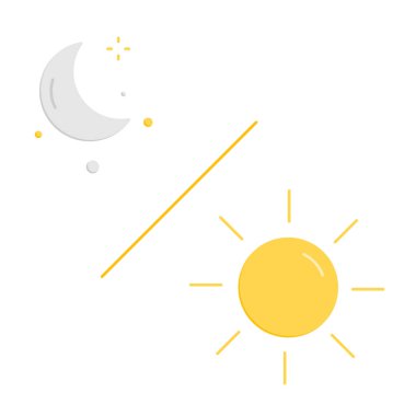 Gündüz ve gece ikon vektörü. Düz stil ile gündüz ve gece ay simgesi