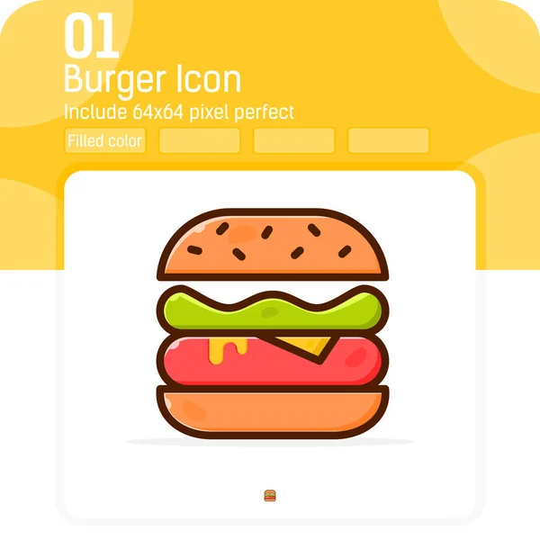 Burger Premiun Icono Con Estilo Línea Llena Aislado Sobre Fondo — Vector de stock