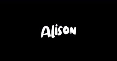 Siyah Arkaplan Üzerine Cesur Metin Animasyonunun Dijital Grunge Geçiş Efektinde Alison Bebek Adı
