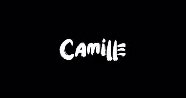 Siyah Arkaplan Üzerine Cesur Metin Animasyonunun Dijital Grunge Geçiş Efektinde Camille Bebek Adı