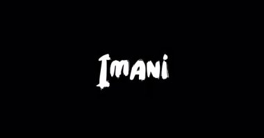 İmani. Grunge 'daki Kadın Adı Siyah Arkaplan Üzerine Cüretkar Metin Tipografisinin Geçiş Efektini Çözdü