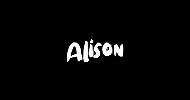 Alison Baby Girl Nombre Grunge Digital Efecto Transición Tipografía Texto — Vídeo de stock