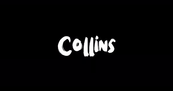 柯林斯女性名 在消解动画粗体文字字体对黑人背景的过渡效果 — 图库视频影像