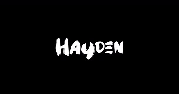 Grunge中Hayden女人的名字消解了动画粗体文字字体在黑色背景下的转换效果 — 图库视频影像