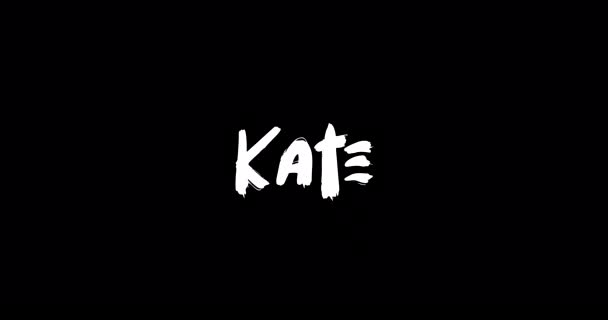 凯特在 Grunge Dissolve Transition Effect Animated Bold Text Typography 中的名字对黑人背景的影响 — 图库视频影像