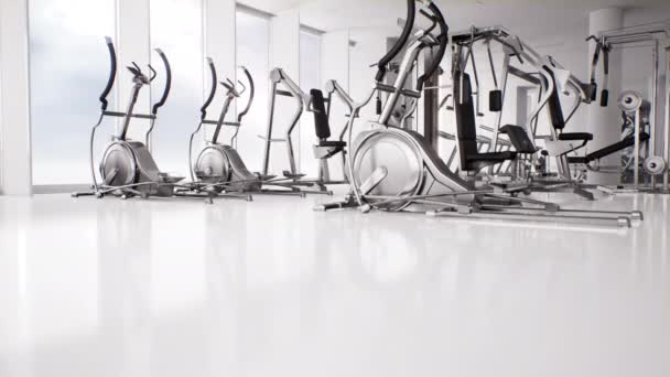 Interior Empty Gym Modern Fitness Design Exercise Equipment — Stock Video