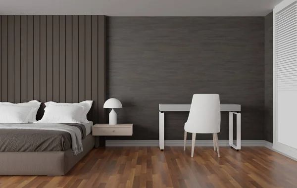 Beige Modernes Schlafzimmer Interieur Mit Möbeln Rendering Hintergrund — Stockfoto