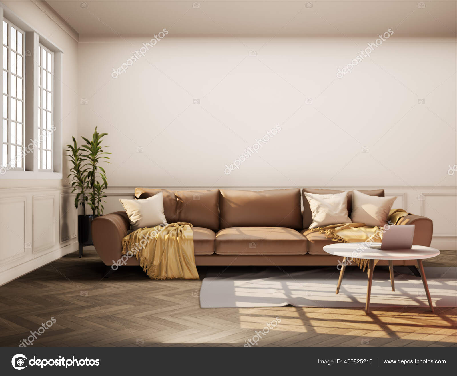 Vintage Style Living Room Beige Color Wall Render Rooms Have Stock Photo Image By C Aey Cgscape Gmail Com 400825210