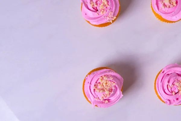 Beautiful Pink Cupcakes Cakes Light Background Close — Stock Photo, Image