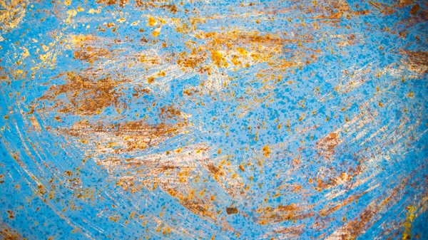 Стара Іржава Металева Тарілка Пілінговою Синьою Фарбою — стокове фото