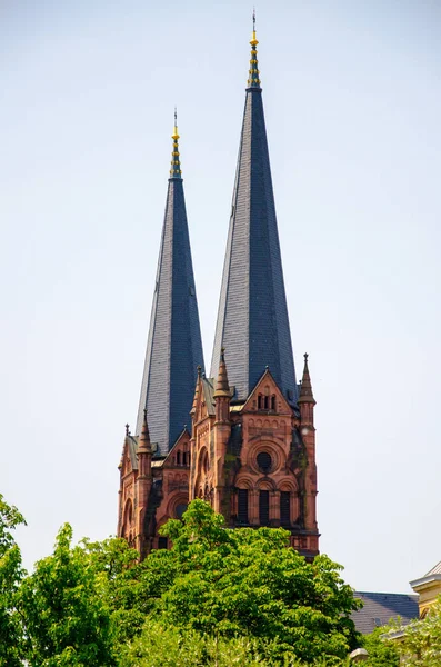 Spires Old Cathedral Freiburg Germany 2017 — Stock Photo, Image