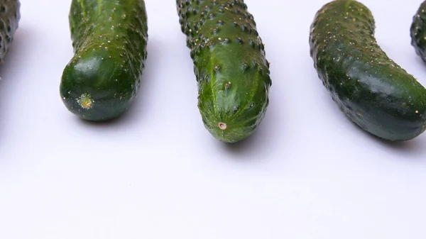 Young Green Cucumbers Close White Background — Stock Photo, Image