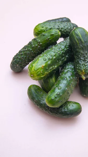 Young Green Cucumbers Close White Background — Stock Photo, Image