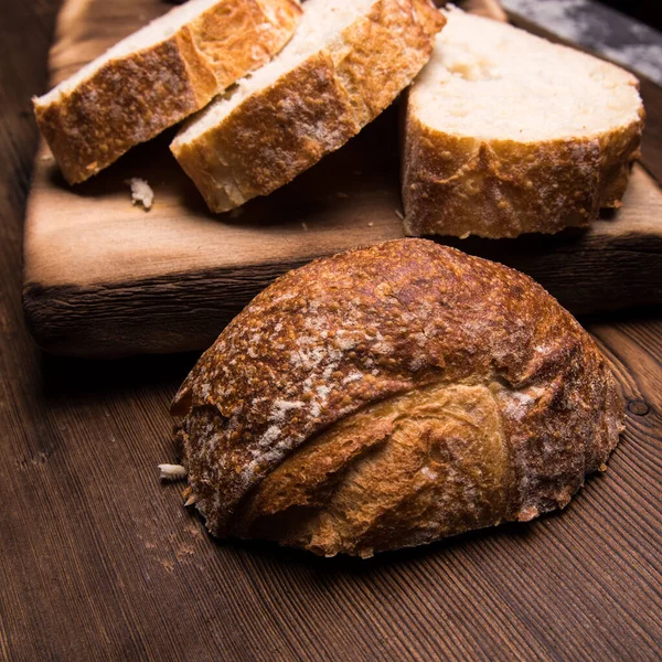 Weißbrot Scheiben Geschnitten Auf Einem Schneidebrett Großaufnahme Mit Platz Für — Stockfoto