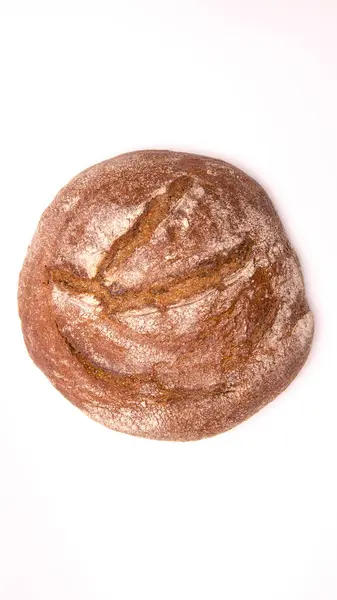 Beyaz Arka Planda Yuvarlak Gri Ekmek Izole Edilmiş — Stok fotoğraf