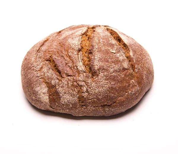 Beyaz Zemin Üzerinde Yuvarlak Gri Ekmek Izole — Stok fotoğraf