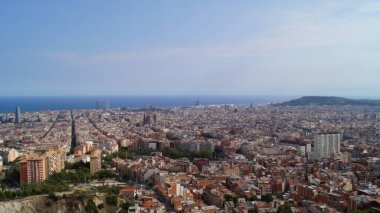 Barcelona 'nın en iyi manzarası. Barcelona İspanya 'nın kuzeydoğu kıyısında bir şehirdir. Barselona, İspanya       