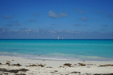  Cayo Santa Maria beyaz kumlu plajlarıyla tanınır. Cayo Santa Maria, Küba.     