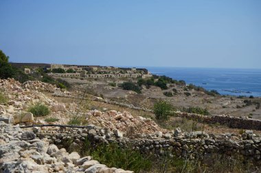 Akdeniz manzaralı güzel bir manzara. Selmun, Il-Mellieha, Malta