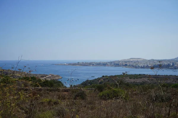 Bela Paisagem Com Vista Para Mar Mediterrâneo Selmun Mellieha Malta — Fotografia de Stock