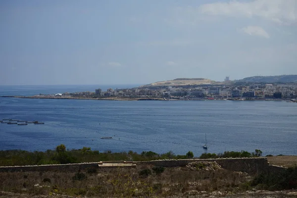 Hermoso Paisaje Con Vistas Mar Mediterráneo Selmun Mellieha Malta — Foto de Stock