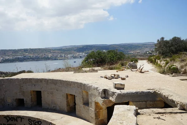 Lugar Para Montajes Artillería Cañones Fort Campbell Selmun Mellieha Malta — Foto de Stock