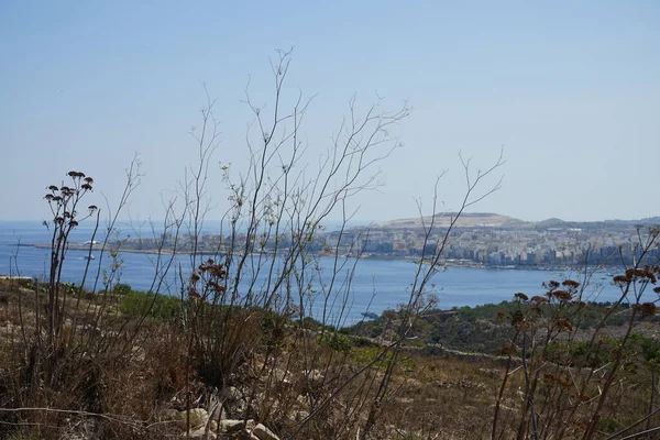 Akdeniz Manzaralı Güzel Bir Manzara Selmun Mellieha Malta — Stok fotoğraf