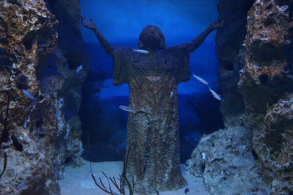Maltese underwater statue of Jesus Christ. Qawra, Malta