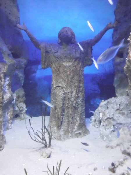 Maltese underwater statue of Jesus Christ. Qawra, Malta