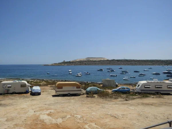 Het Strand Van Qawra Stad Malta Qawra Paul Bay Malta — Stockfoto