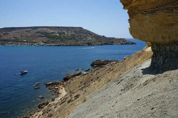 Fin Utsikt Över Qarraba Bay Och Snorkling Punkt Bergigt Landskap — Stockfoto