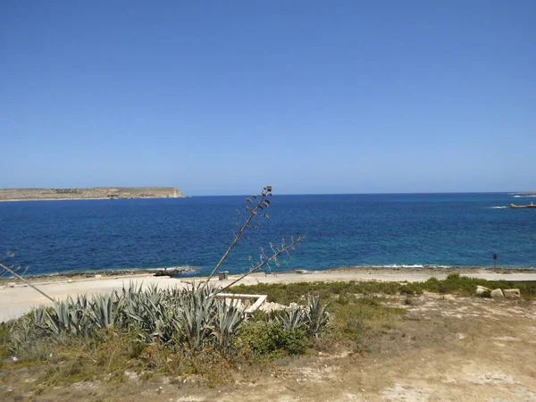 Wspaniałe Wybrzeże Morza Śródziemnego Triq Marfa Mellieha Malta — Zdjęcie stockowe