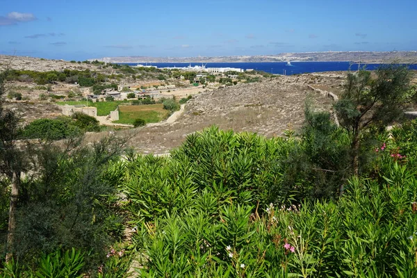 Vista Las Islas Gozo Comino Mediterráneo Desde Isla Malta Ahrax —  Fotos de Stock